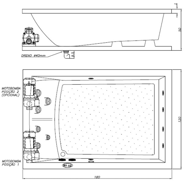 Encontraproduto.com.br - Banheira Pietá Dupla 180x120x50 com Aquecedor Jacuzzi