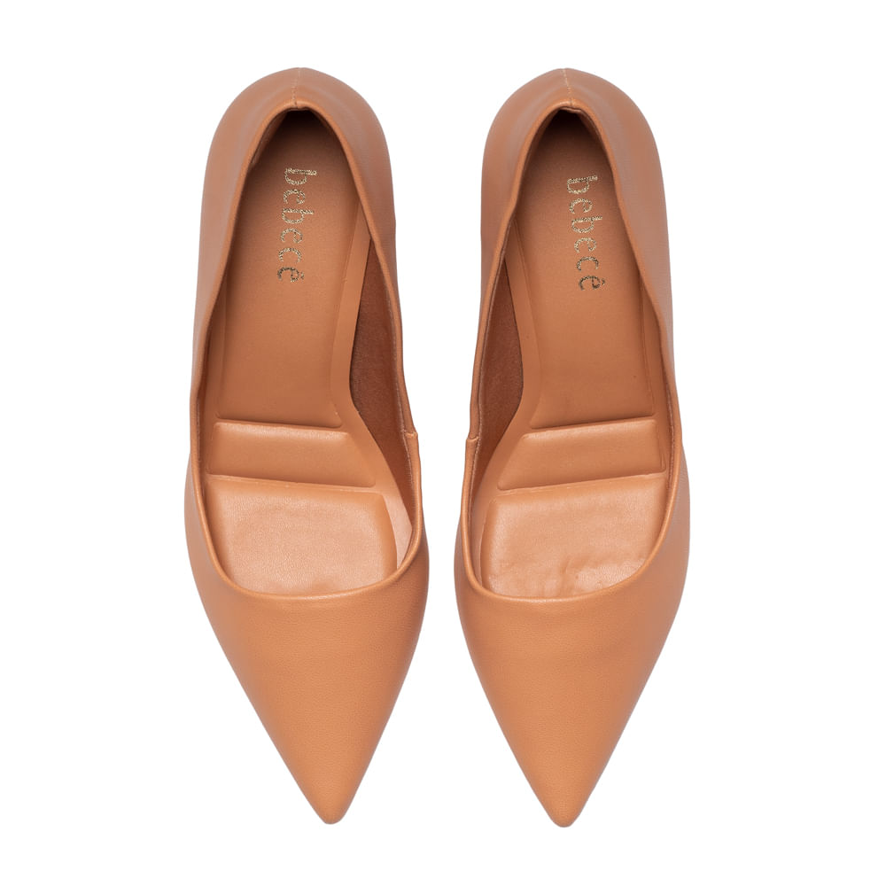 Encontraproduto.com.br - Sapato Scarpin Feminino Bebecê com Salto Taça Bege
