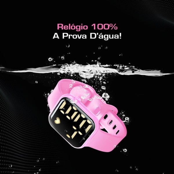 Encontraproduto.com.br - Relógio Infantil Digital Prova Dagua + Oculos Rosa Proteção Uv Resistente Pulseira Ajustavel Verde