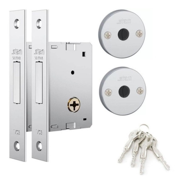Trava de Segurança Roseta Redonda Tetrachave 30mm 02 Peças Cromada