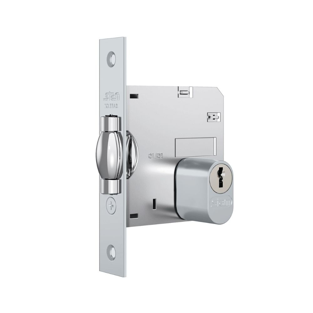 Encontraproduto.com.br - Fechadura Externa 1005 Pivotante Roseta Redondo Acetinado Stam