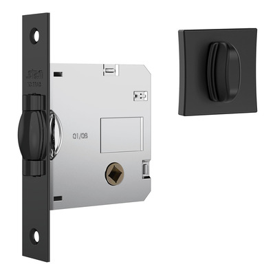Encontraproduto.com.br - FECHADURA ROLETE BANHEIRO WC PIVOTANTE STAM 1025 QUADRADA PRETA PRETO 45 MM