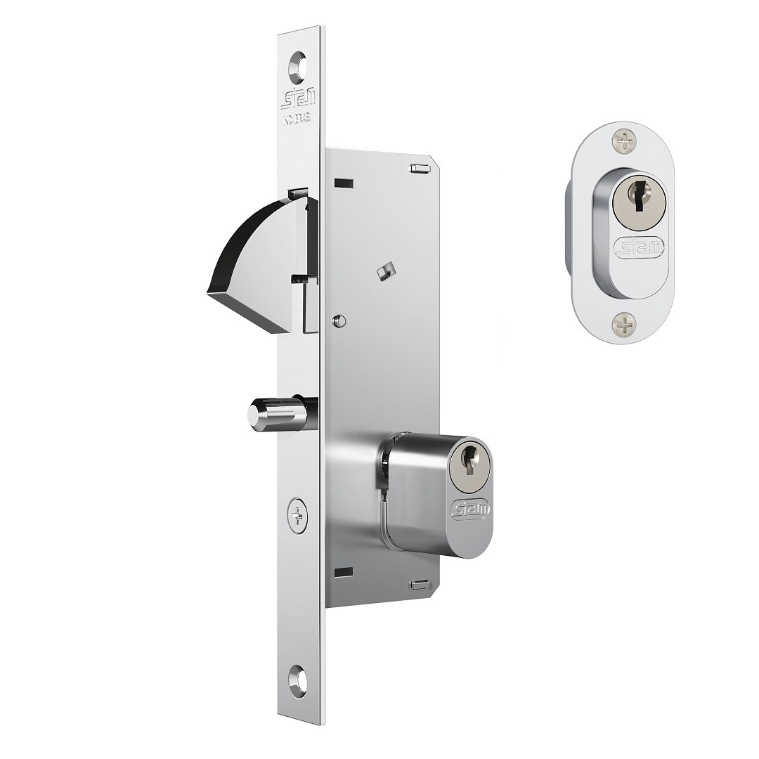 Fechadura Porta De Correr Stam 26.5mm Externa 940 Inox Escovado