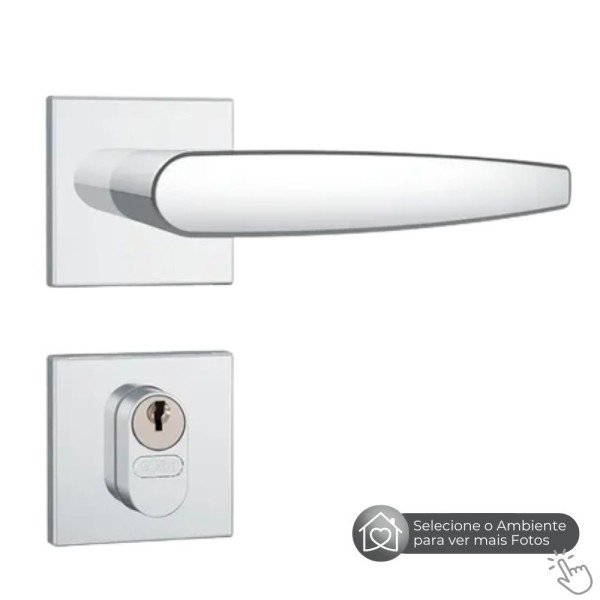 Encontraproduto.com.br - Fechadura Stam Inox Cromada 40 Mm Roseta Quadrada Banheiro / Wc