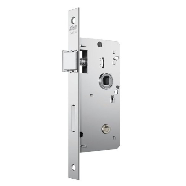 Encontraproduto.com.br - Fechadura Stam Inox Cromada 40 Mm Roseta Quadrada Banheiro / Wc