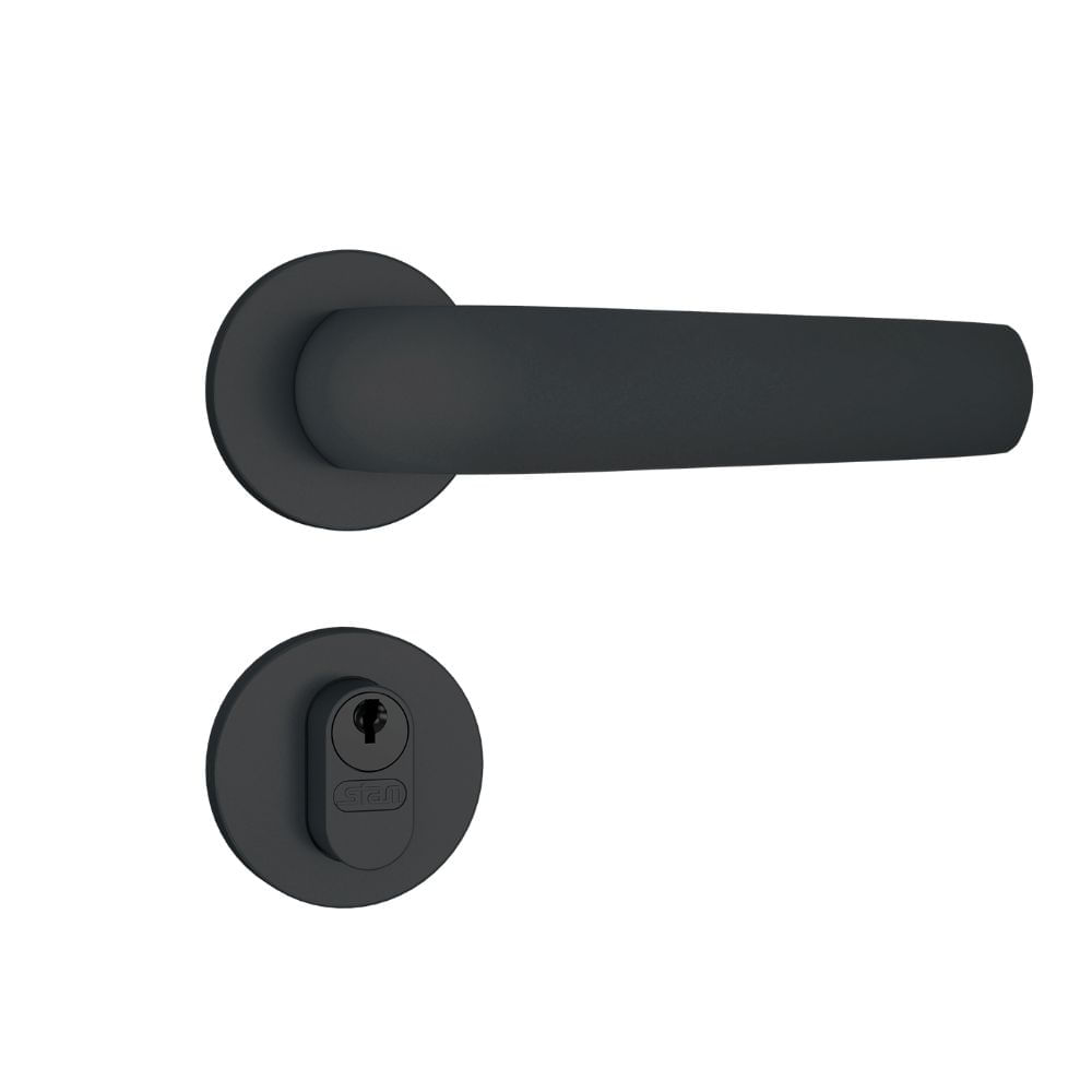 Encontraproduto.com.br - Fechadura Externa 803/09 Roseta Preto Fosco Stam