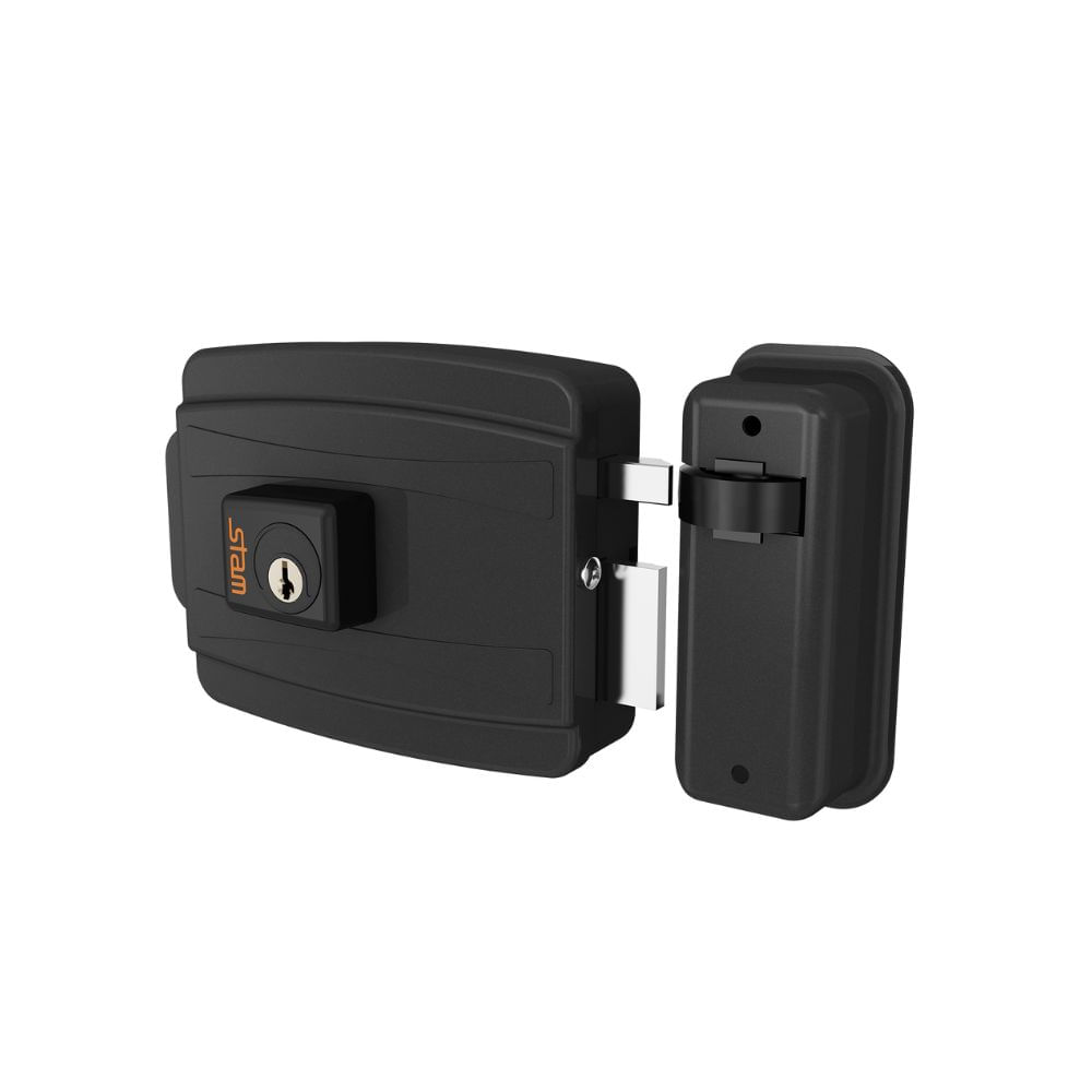 Encontraproduto.com.br - Fechadura Elétrica (Abre Para Dentro) Preto Fosco Stam