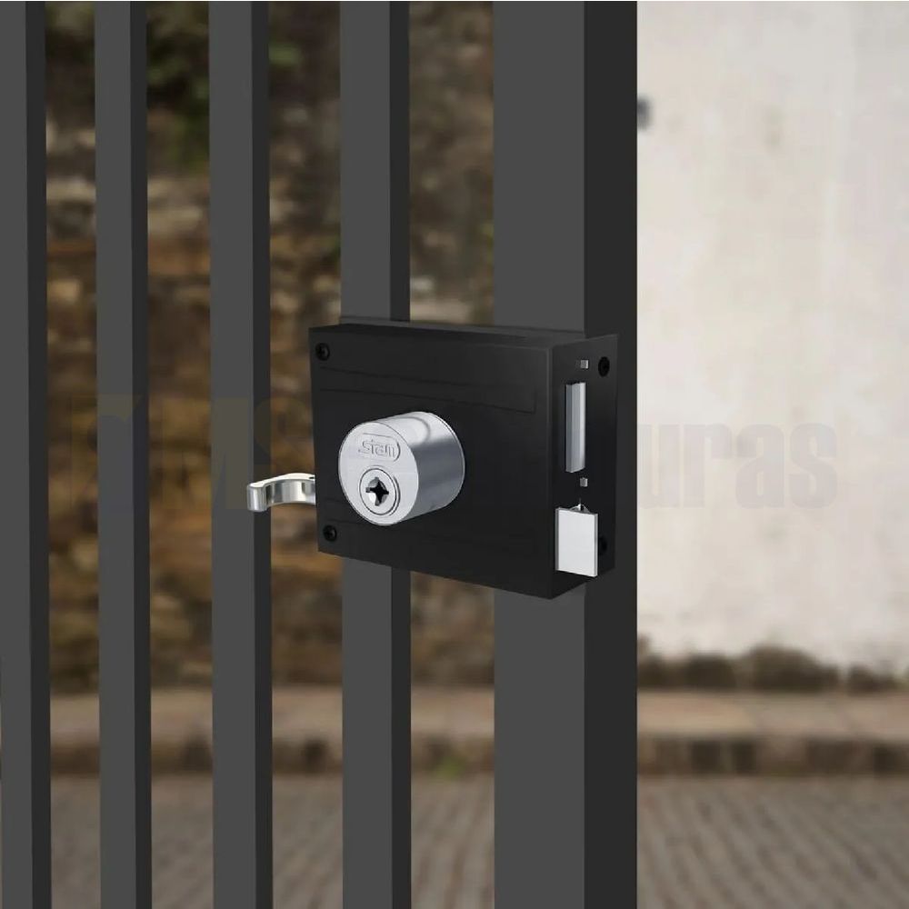 Encontraproduto.com.br - Fechadura Elétrica (Abre Para Dentro) Preto Fosco Stam