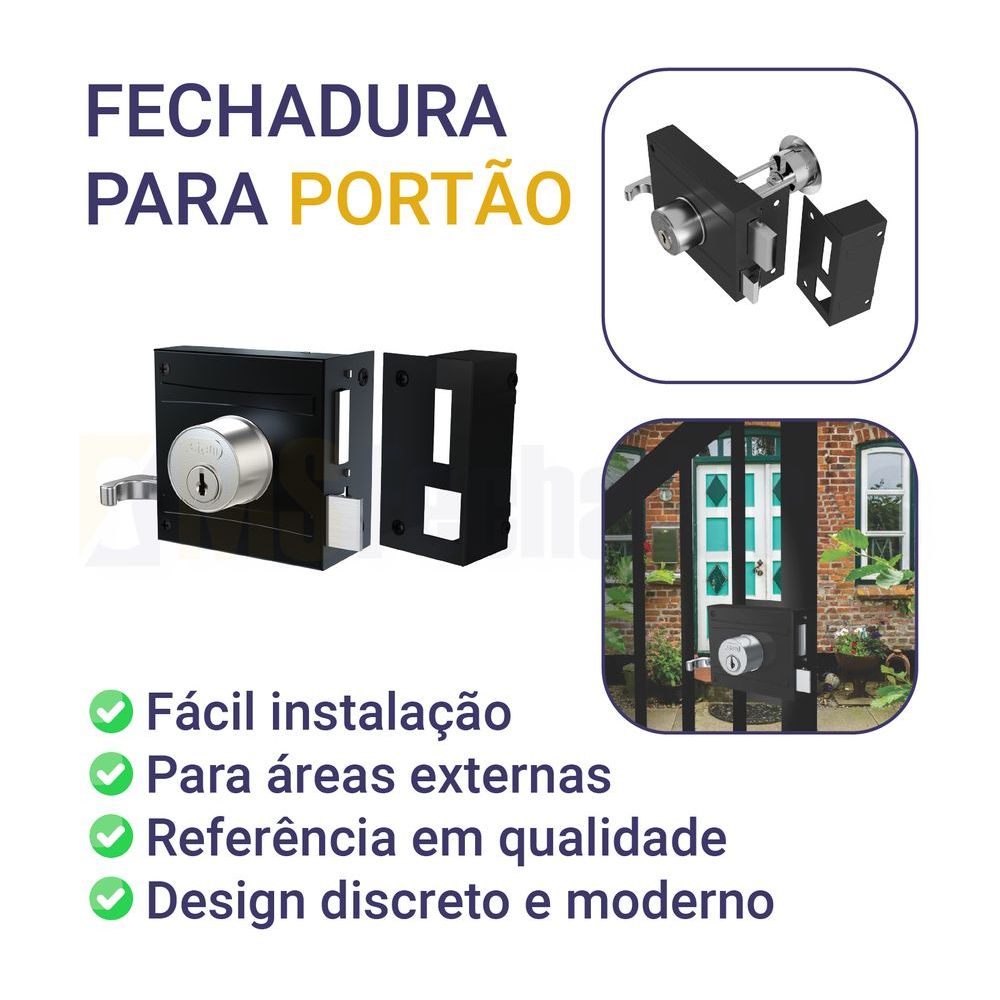 Encontraproduto.com.br - Fechadura Elétrica (Abre Para Dentro) Preto Fosco Stam