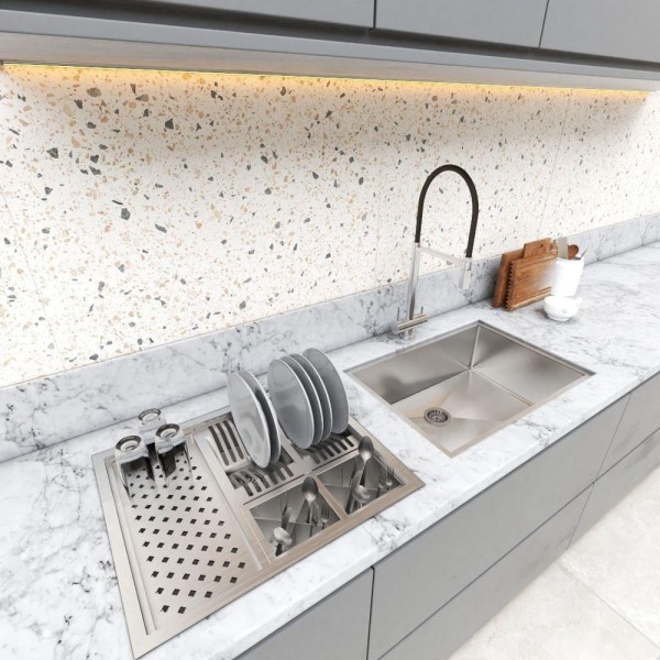 Encontraproduto.com.br - Calha Quadrada Technox Inox P Louças Lavanderia C/Válvula