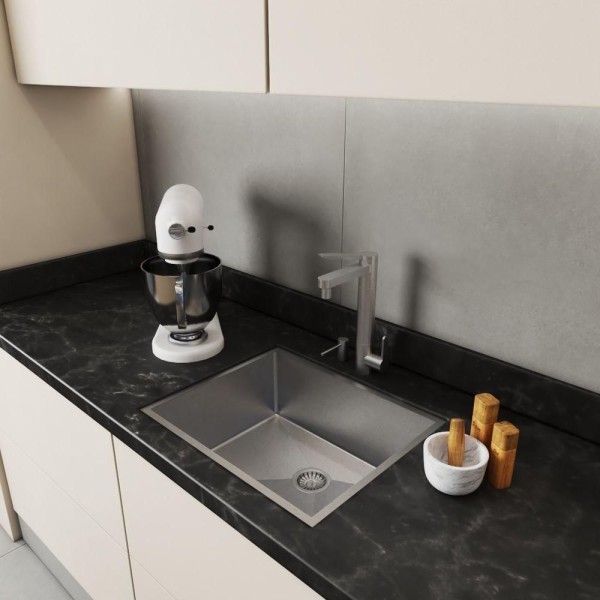 Encontraproduto.com.br - Cuba Inox 400 X 400 Com Escorredor E Válvula Quadrada