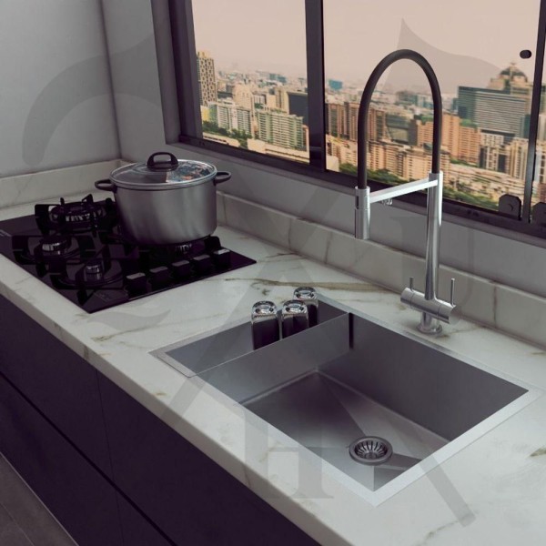 Encontraproduto.com.br - Cuba Pia Em Inox C/ Escorredor Embutido 70X40 Com Valvula