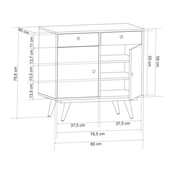 Encontraproduto.com.br - Aparador Buffet Retrô 90 Branco - Cor: Branco