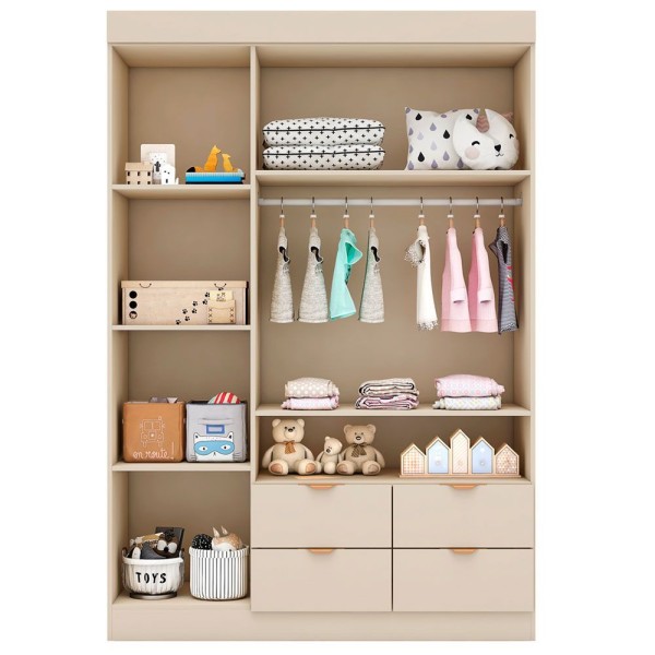 Encontraproduto.com.br - Quarto Infantil Com Guarda Roupa E Cômoda Ayla Off White Phoenix Baby