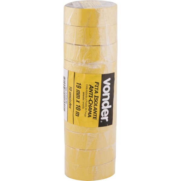 Encontraproduto.com.br - Fita isolante pvc 19mmx10m amarela anti chama peça Vonder