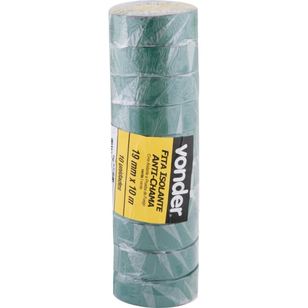 Encontraproduto.com.br - Fita isolante pvc 19mmx10m verde anti chama peça Vonder
