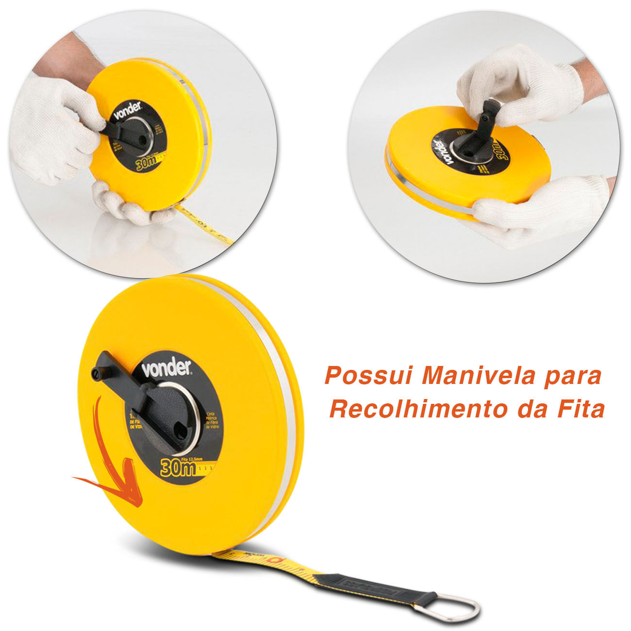 Encontraproduto.com.br - Trena fibra 30mx12,5mm longa fechada - Vonder