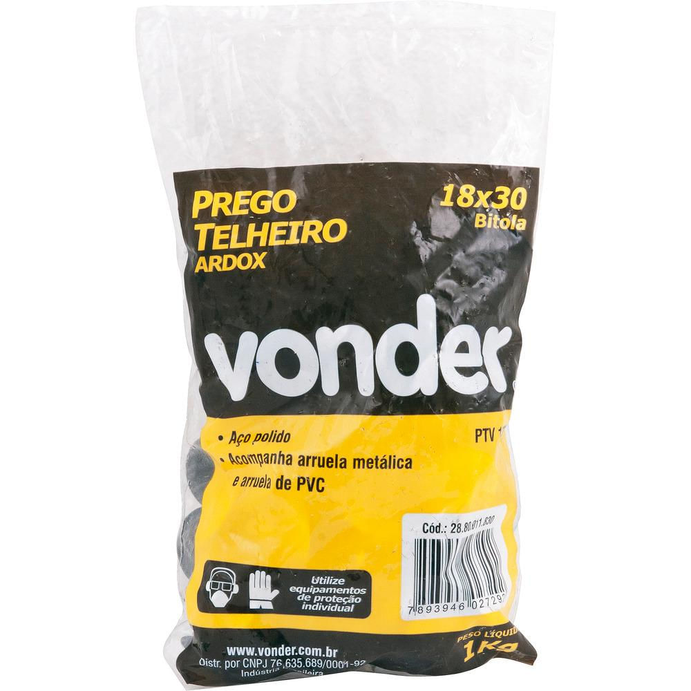 Prego Telheiro 18x30 Ardox Polido Com 1,0 Kg - Vonder