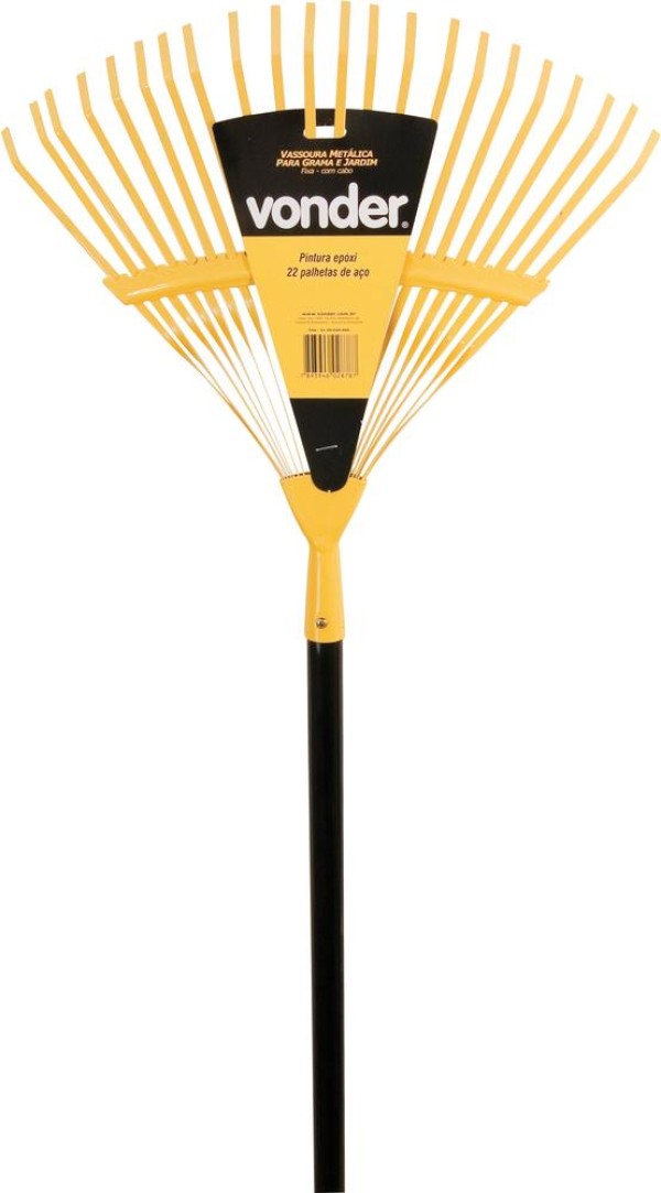 Encontraproduto.com.br - Vassoura Metálica Vonder com 22 Dentes e Cabo de 120CM