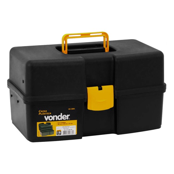Encontraproduto.com.br - Caixa Plástica para Ferramentas Vonder VDV3001 3 Bandejas