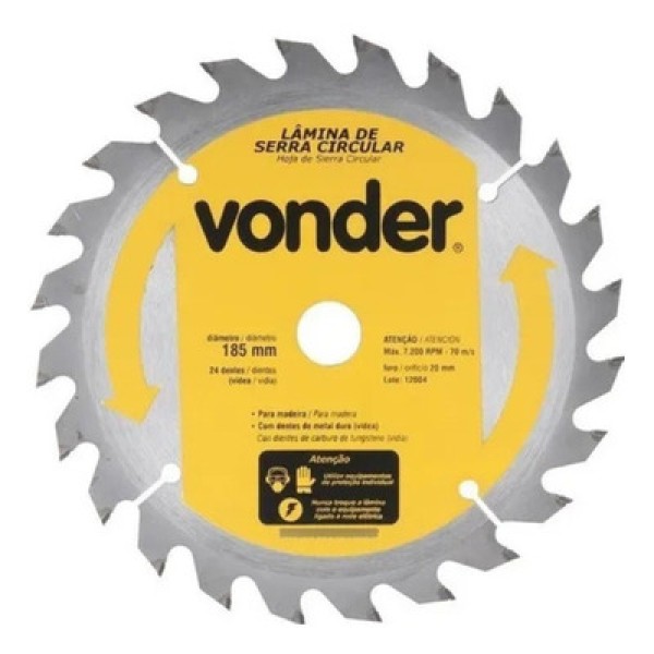 Serra Circular de Metal Vídea 185Mmx16mm 24 Dentes - 4650185360 - Vonder