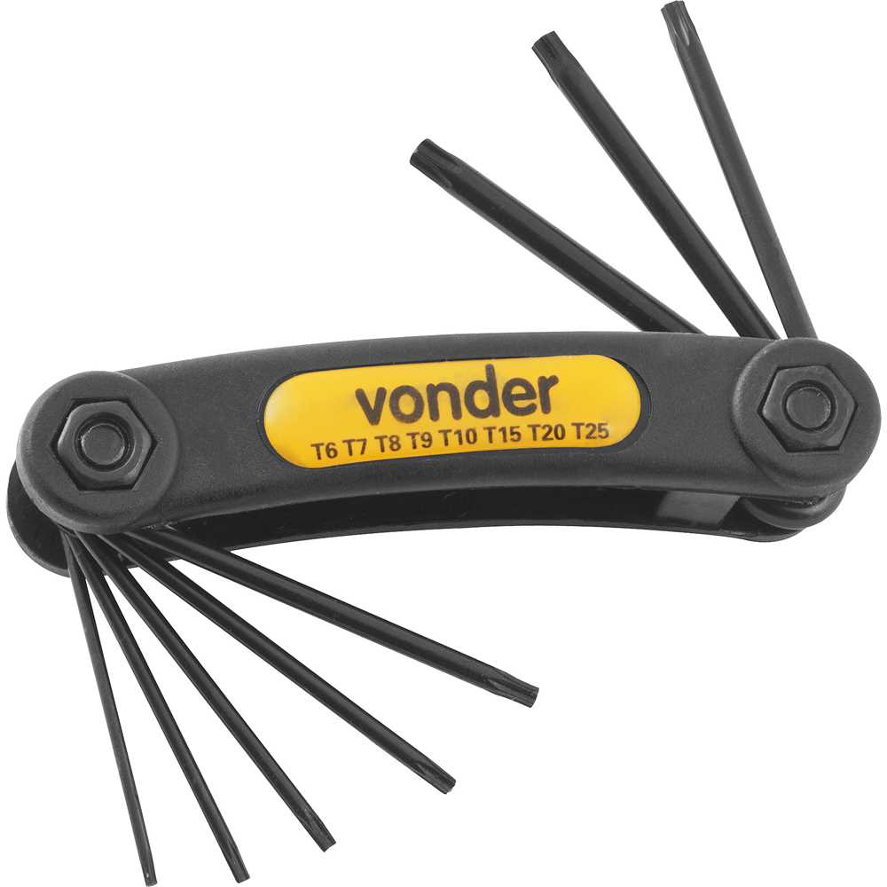 Jogo de Chaves Hexalobular 8 Peças T6 a T25 Cromo Vanádio - VONDER