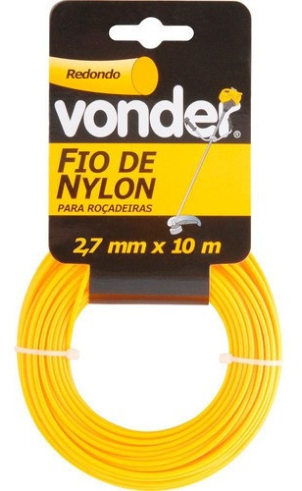 Fio De Nylon 2,4mmx10m Redondo Para Roçadeiras E Aparadores
