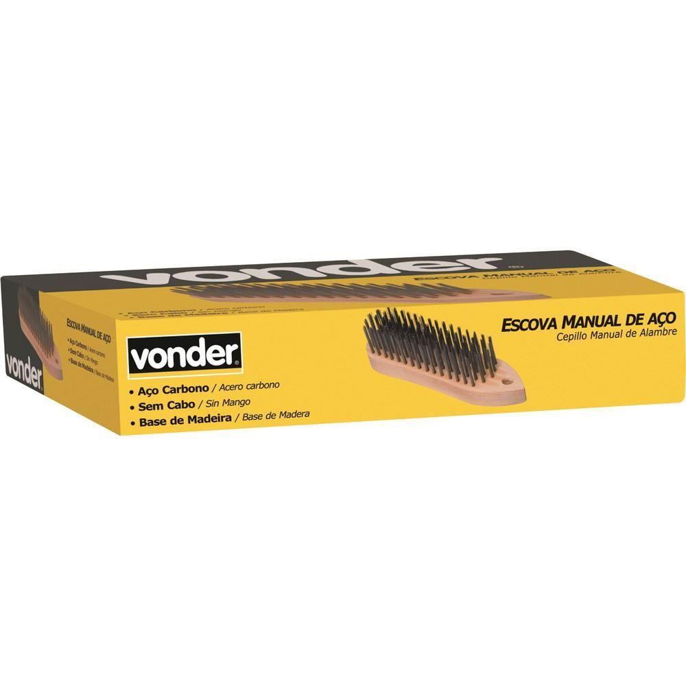 Encontraproduto.com.br - Escova de Aco Vonder Manual sem Cabo com Cepa de Madeira