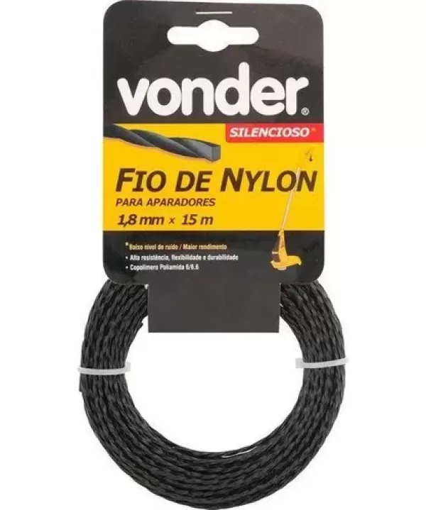 Fio De Nylon 1,8mmx15m Silencioso Para Roçadeiras E Aparador