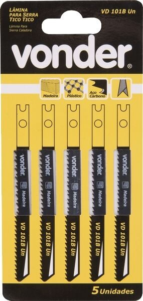 Encontraproduto.com.br - Lâmina de Serra Tico-Tico Vonder para Madeira/Plástico VD101B 5 Peças