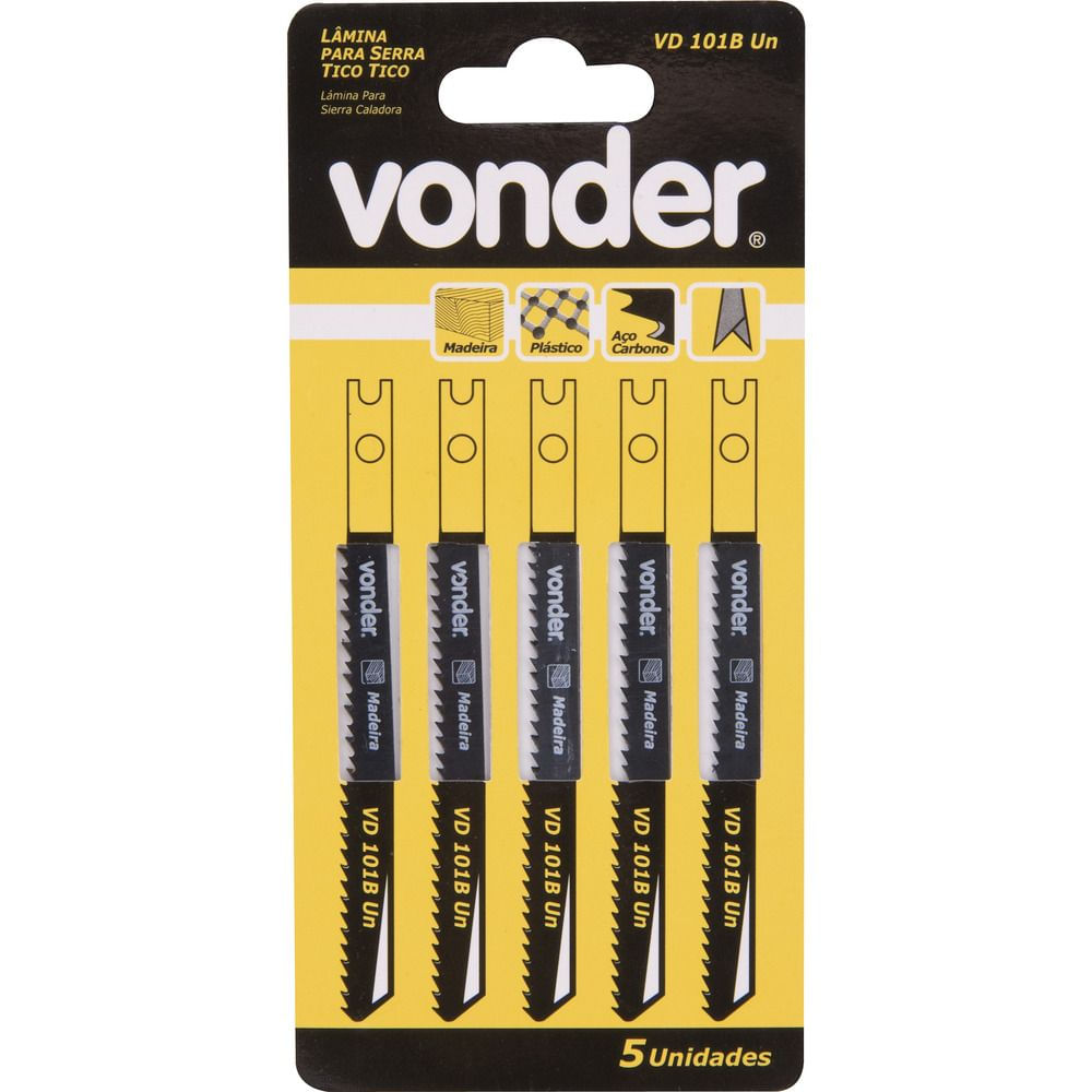 Encontraproduto.com.br - Lâmina de Serra Tico-Tico Vonder para Madeira/Plástico VD101B 5 Peças