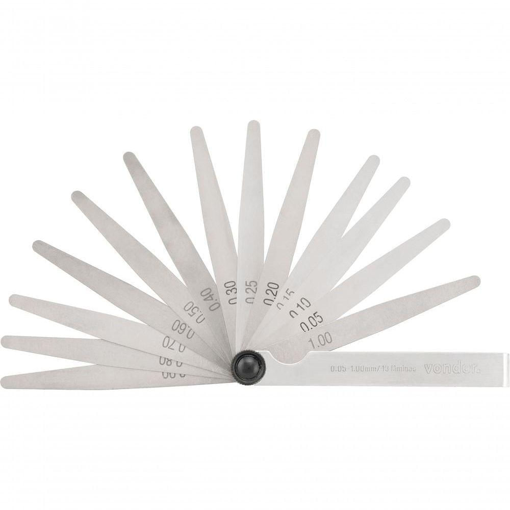 Cálibre Vonder  De Folga 0,05mm a 1,00mm 13 Lâminas CF 013
