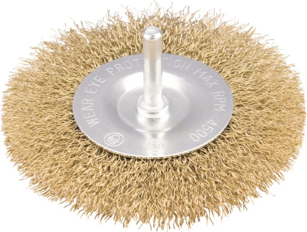 Encontraproduto.com.br - Escova Circular Ondulado 4X1/2 Haste 1/4 Aço Carbono Laton