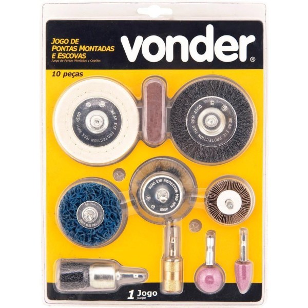 Encontraproduto.com.br - Jogo ponta montada e escovas com 10 peças - Vonder
