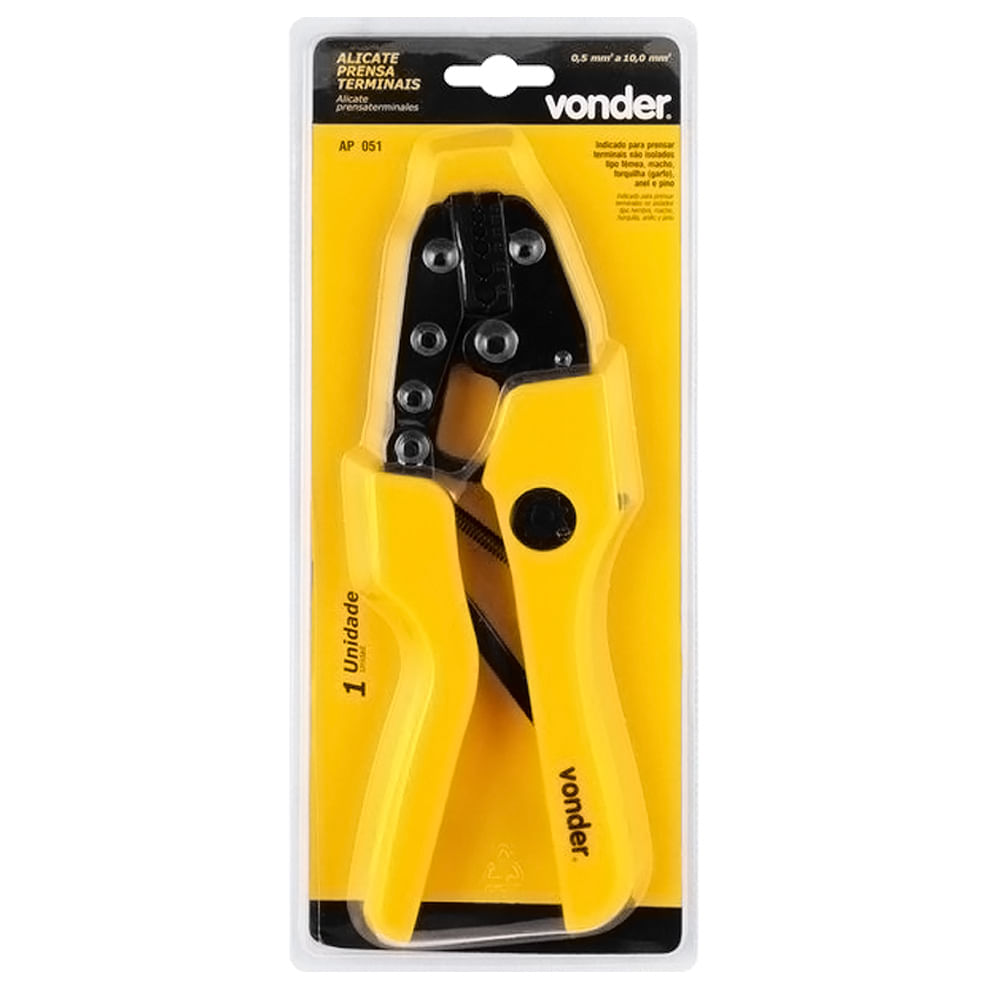 Encontraproduto.com.br - Alicate Crimpador para Terminais Não Isolados 0.50A 6.5mm AP-051 Vonder