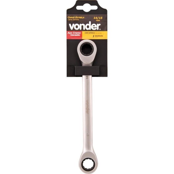 Encontraproduto.com.br - Chave Estrela Com Catraca 18x19mm Cromo Vanádio Vonder