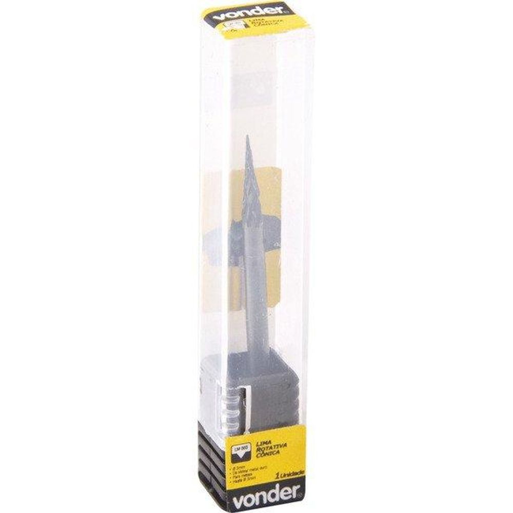 Encontraproduto.com.br - Lima Rotativa Cônica 3mmx16mm Com Haste 3mm Vonder