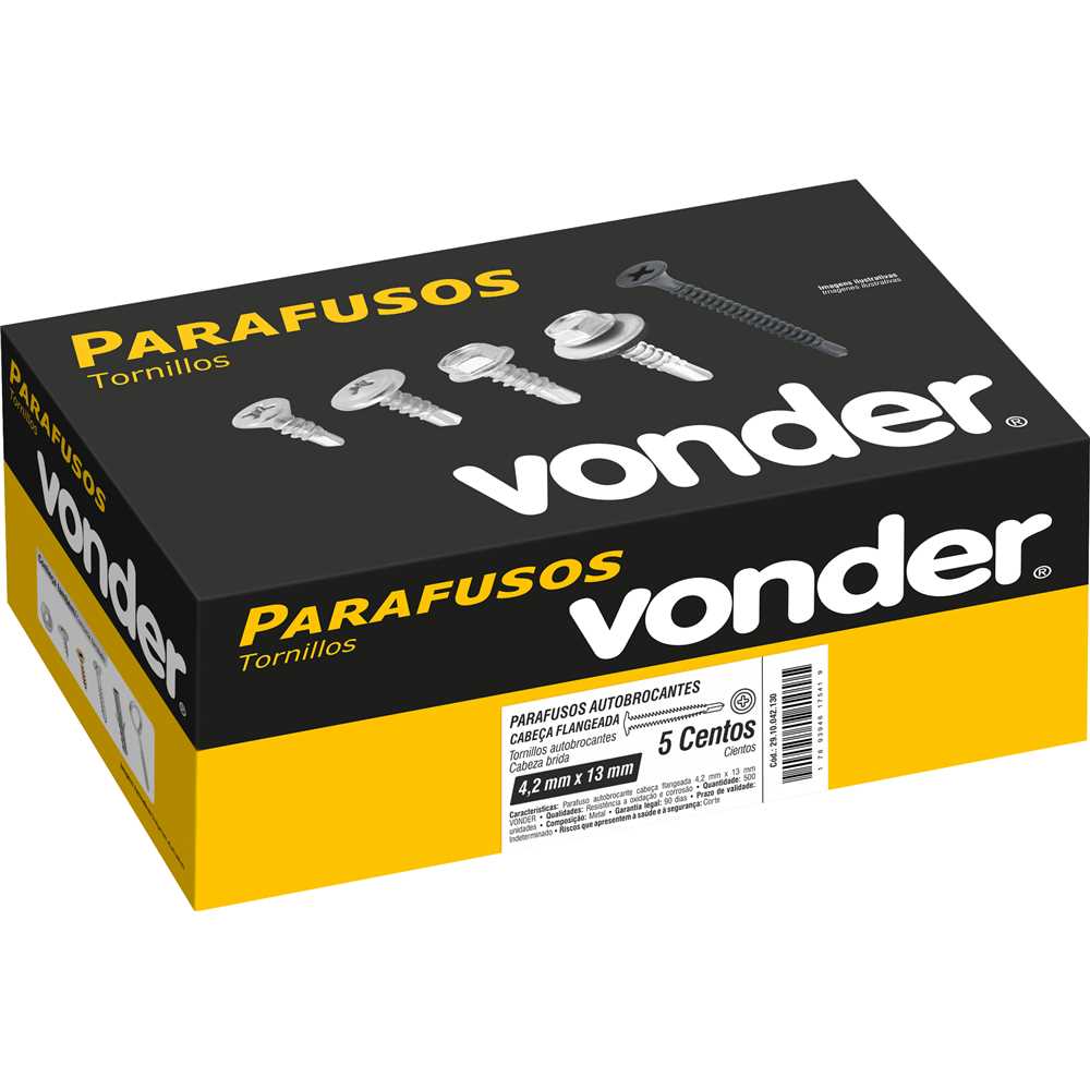Encontraproduto.com.br - Parafuso Autobrocante 4,2x13 mm com 100 peças Vonder