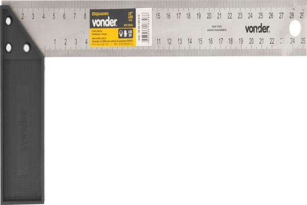 Encontraproduto.com.br - Esquadro Cabo Plástico 10 Vonder