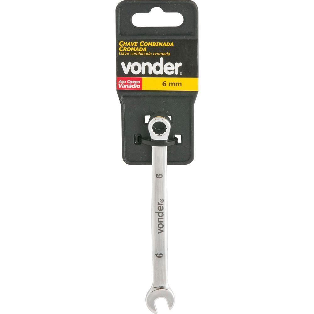 Chave combinada 06mm cromo vanádio cromada cartela - Vonder
