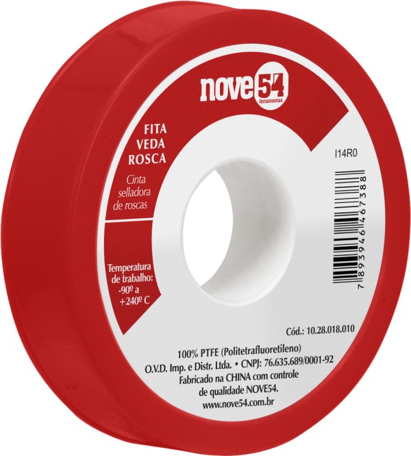 Encontraproduto.com.br - Fita veda rosca 12mmx5m ptfe teflon - Nove54