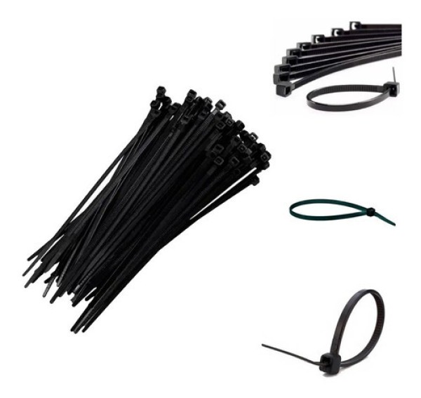Abraçadeira de nylon 400x4,8mm preta com 100 peças - Nove54