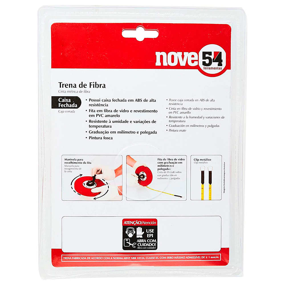 Encontraproduto.com.br - Trena Nove54 Longa De Fibra Caixa Fechada Com 10M