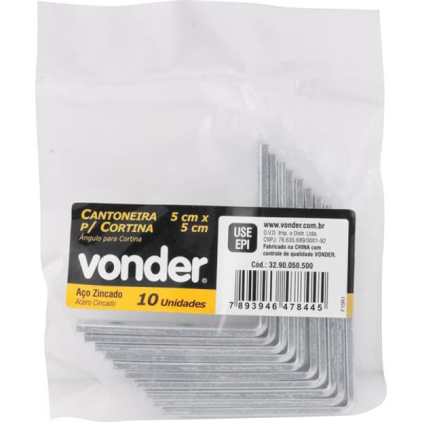 Encontraproduto.com.br - Cantoneira Para Cortina 03x03cm Zincado Cce0033 Com 10 Peças