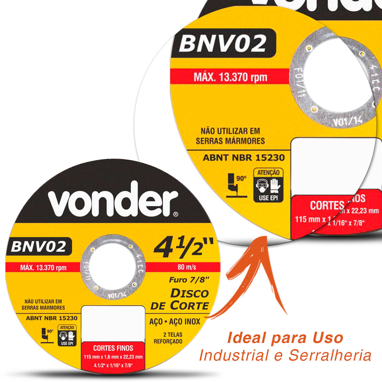Disco De Corte 115,0x1,6x22,23 2 Telas Para Aço Carbono E In