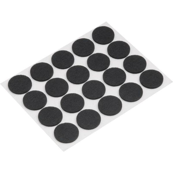 Encontraproduto.com.br - Feltro Autoadesivo Redondo Preto 22mm c/ 20 un Vonder