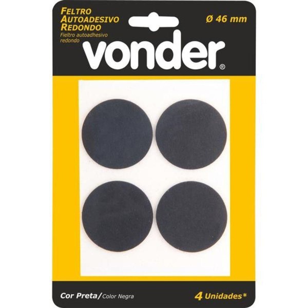 Encontraproduto.com.br - Feltro autoadesivo redondo 46mm com 4 peças - Vonder