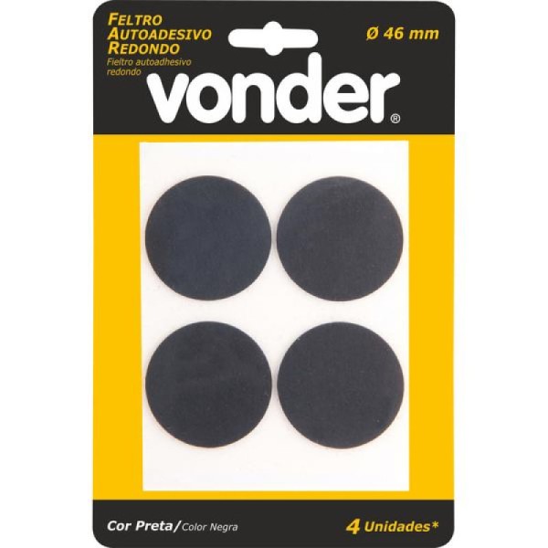 Encontraproduto.com.br - Feltro autoadesivo redondo 46mm com 4 peças - Vonder