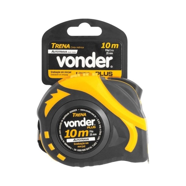 Encontraproduto.com.br - Trena aço 10mx25mm curta auto trava - Vonder Plus