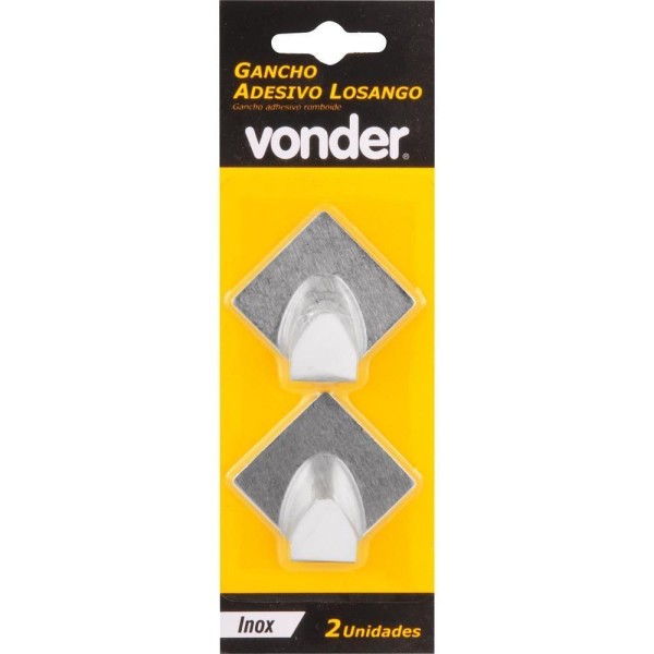 Encontraproduto.com.br - Gancho Adesivo Losango em Inox com 2 Peças - Vonder